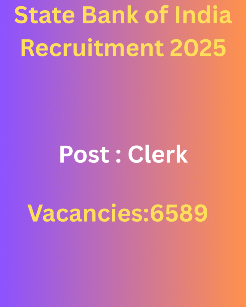 State Bank Of India Clerk recruitment 2025